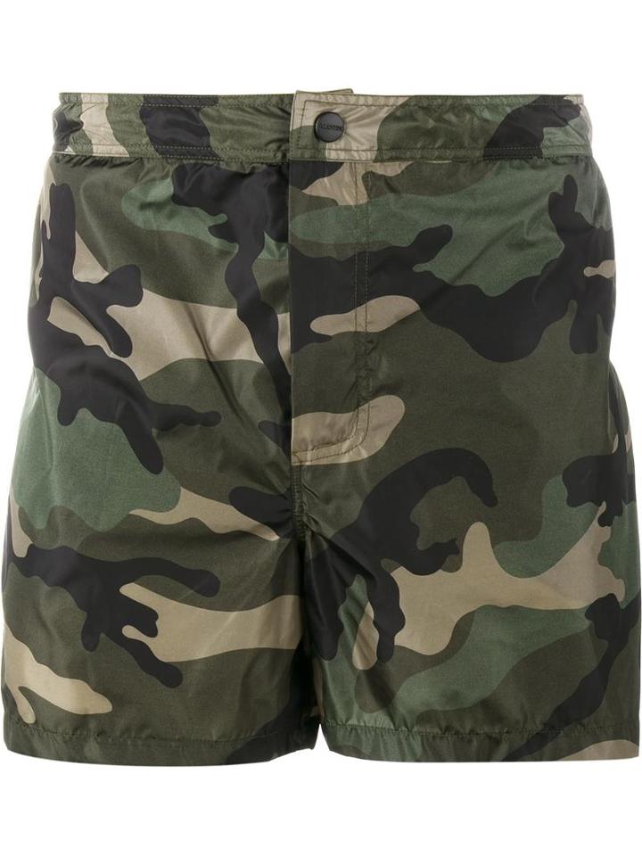 Valentino Camouflage Swim Shorts, Men's, Size: 44, Green, Polyamide/polyester