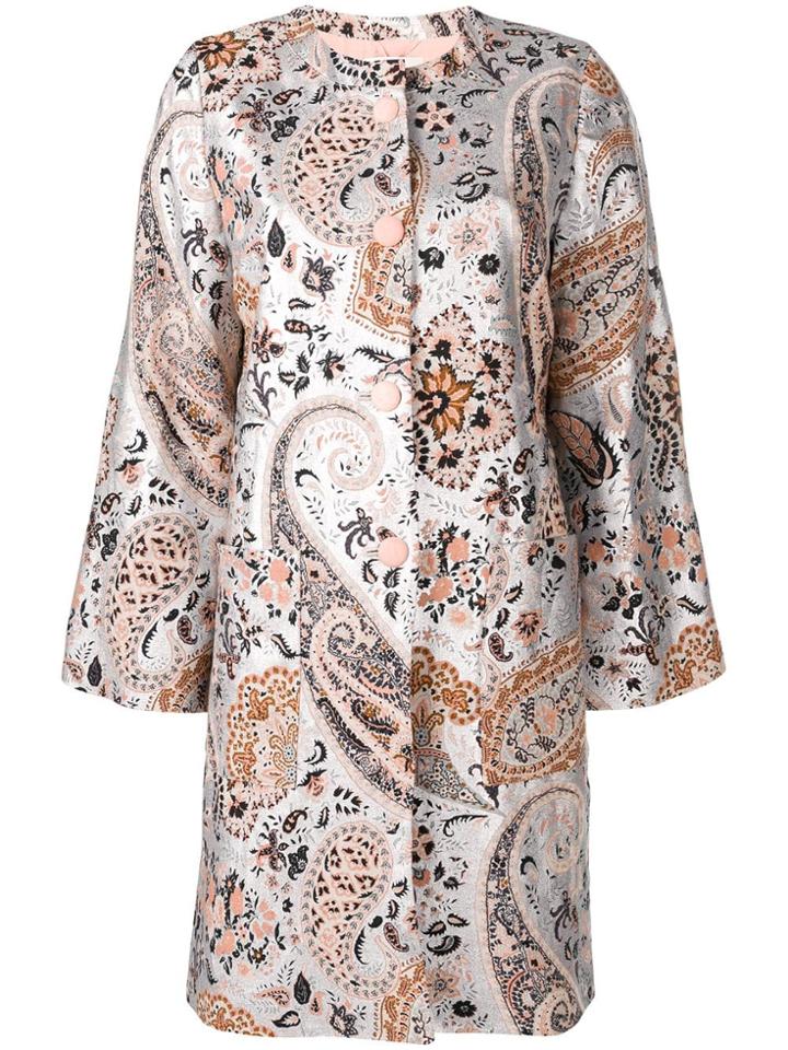 Etro Paisley Print Coat - Silver