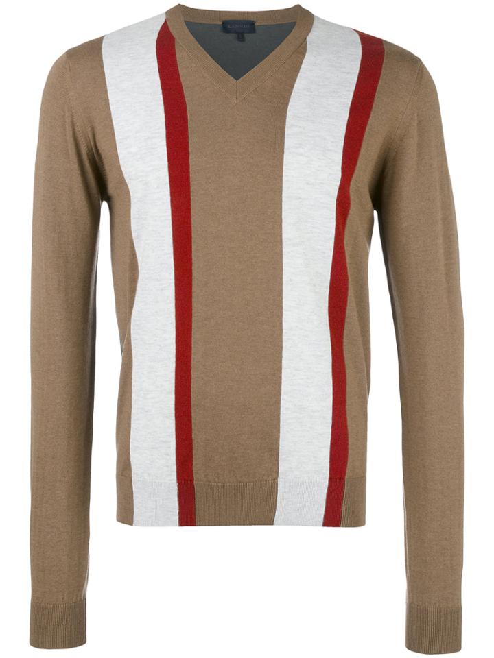 Lanvin Striped Jumper - Brown