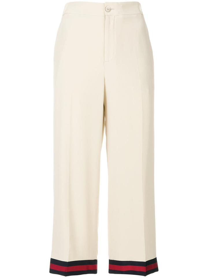 Gucci Web-trimmed Trousers - Nude & Neutrals