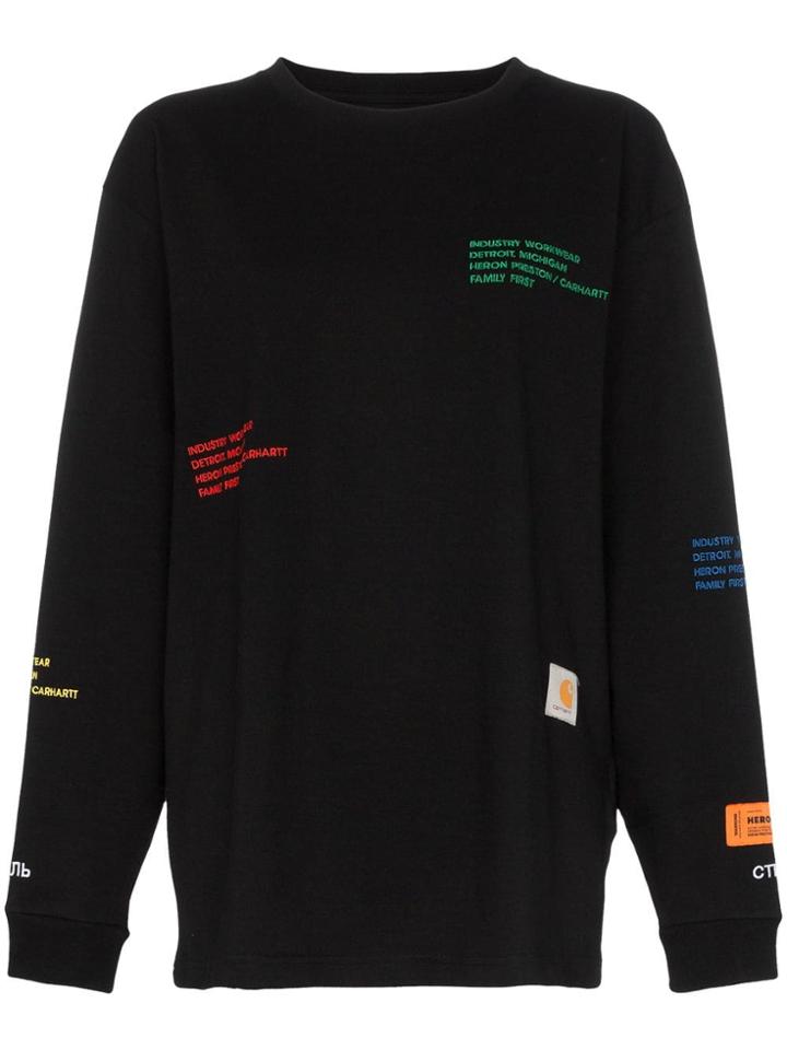 Heron Preston X Carhartt Text Motif Oversized Jumper - Black