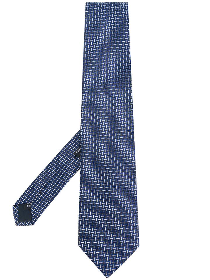 Fashion Clinic Timeless Chevron Pattern Tie - Blue