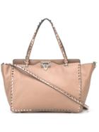 Valentino Rockstud Trapeze Tote, Women's, Nude/neutrals, Leather/metal Other