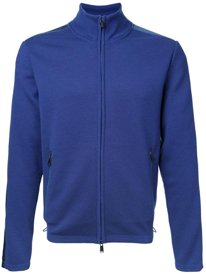 Kent & Curwen Contrast Panel Cardigan - Blue