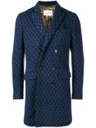 Etro Double Breasted Patterned Coat - Blue