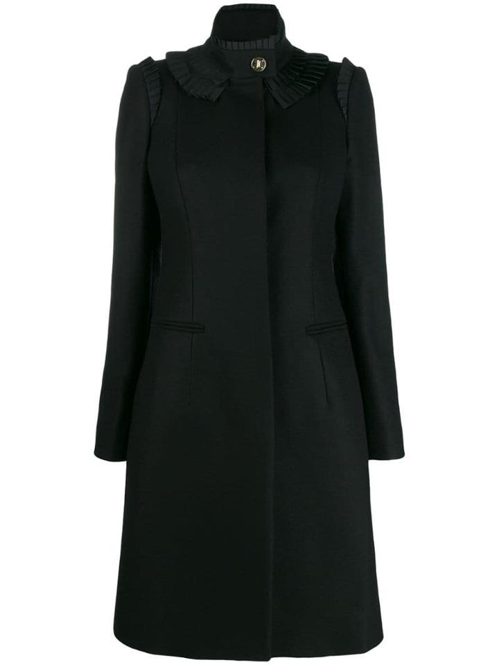 Just Cavalli Fitted Coat With Frill Trim - Black