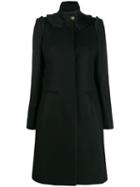 Just Cavalli Fitted Coat With Frill Trim - Black