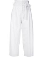 Alberta Ferretti - High-rise Belted Cropped Trousers - Women - Cotton/other Fibers - 42, White, Cotton/other Fibers