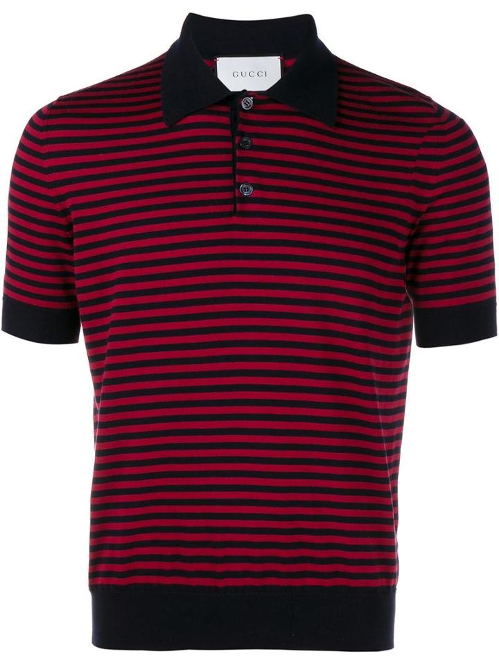 Gucci Striped Polo Shirt, Men's, Size: Medium, Blue, Cotton/cashmere