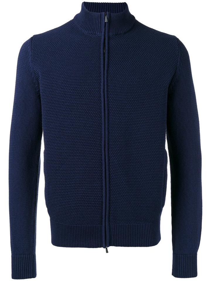 Malo Textured Zip Cardigan, Men's, Size: 54, Blue, Cotton