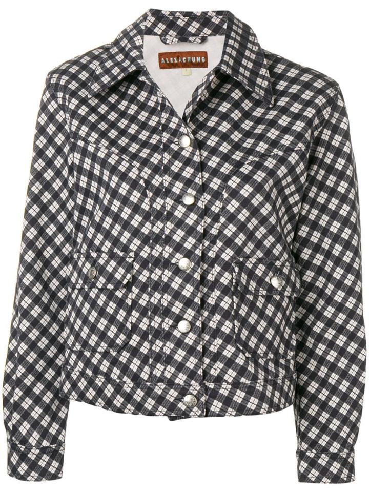 Alexa Chung Checked Fitted Jacket - Blue