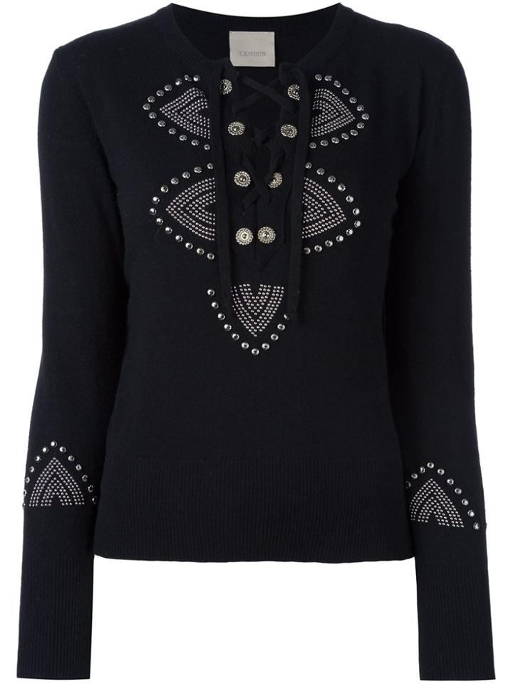 Laneus Lace-up Jumper - Black