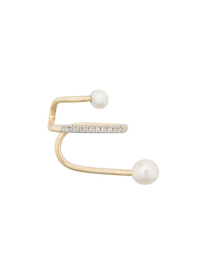 Maria Black 14kt Yellow Gold Skyrush Diamond And Pearl Earcuff -