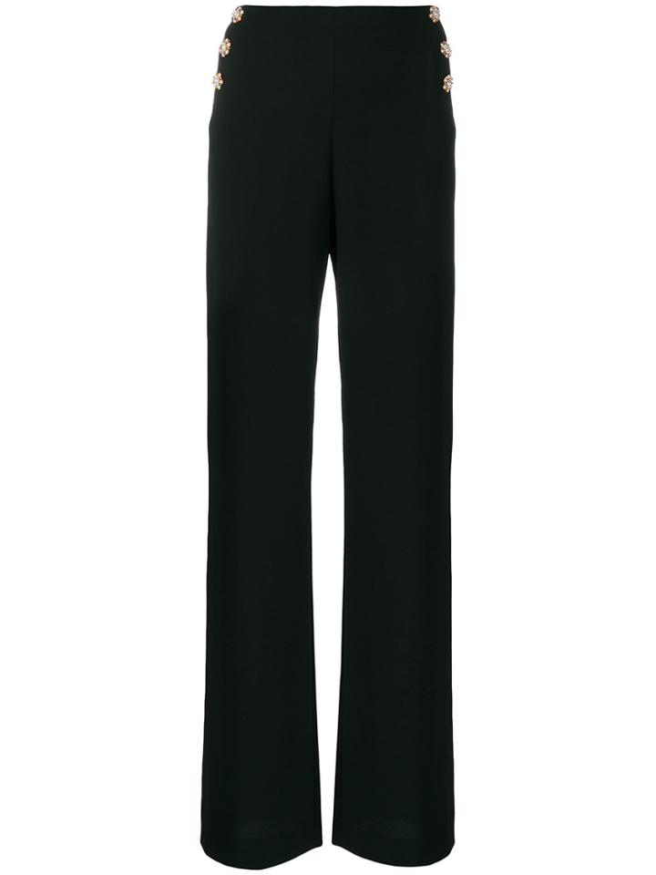 Edward Achour Paris Floral Button Tailored Trousers - Black
