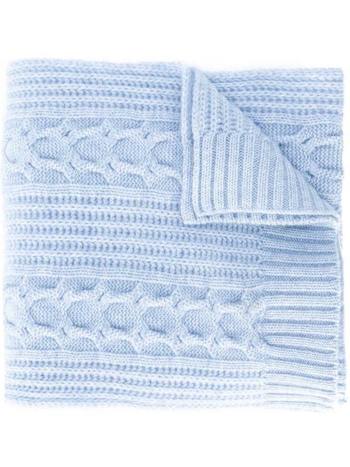 N.peal - Wide Cable Knit Scarf - Women - Cashmere - One Size, Women's, Blue, Cashmere