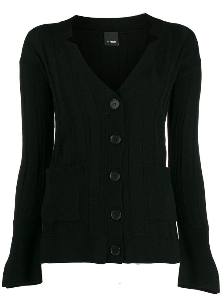 Pinko Ribbed V-neck Cardigan - Black