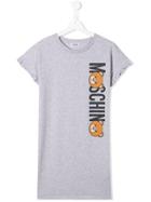 Moschino Kids Teddybear Logo Print Shift Dress - Grey