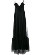 Gina Ruched V-neck Maxi Dress - Black