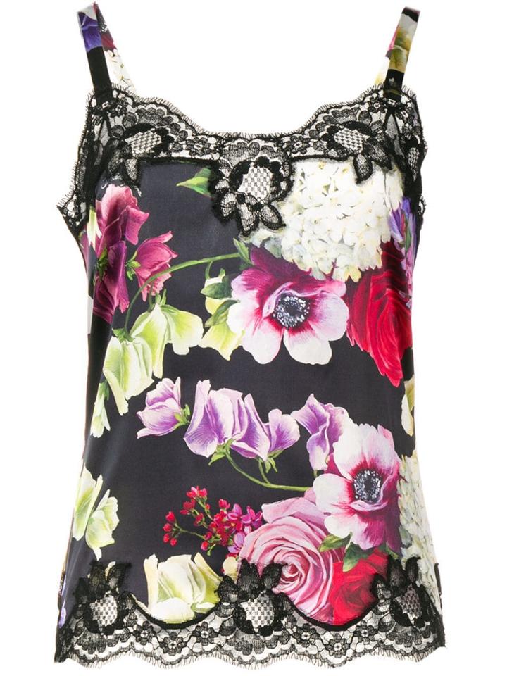 Dolce & Gabbana Floral Print Camisole Vest - Black