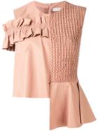 Drome - Asymmetric T-shirt - Women - Lamb Skin/polyester/viscose - S, Pink/purple, Lamb Skin/polyester/viscose