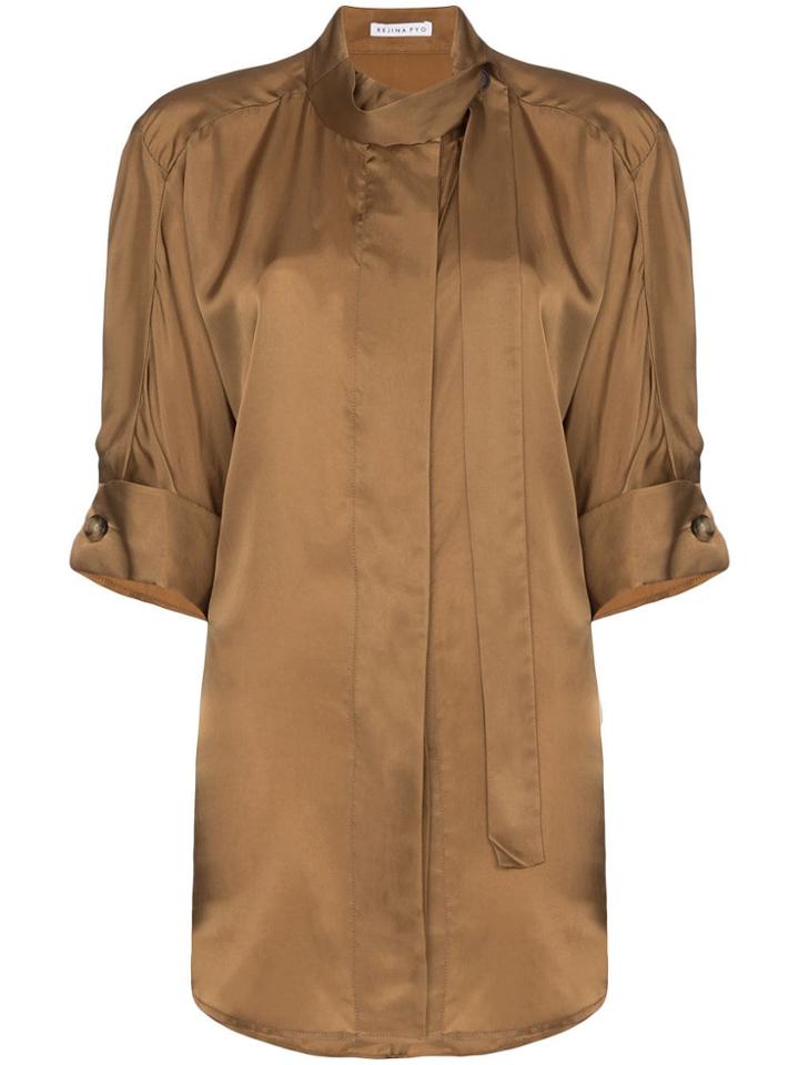 Rejina Pyo Scarf Detail Shirt - Brown