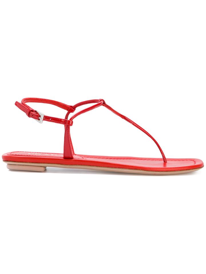 Prada T-bar Sandals - Red
