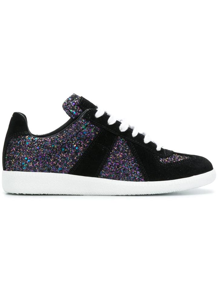 Maison Margiela Glitter Lace-up Sneakers - Black