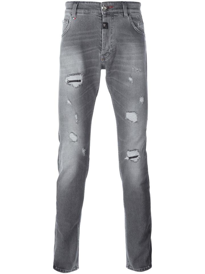 Philipp Plein Super Straight Cut Jeans, Men's, Size: 29, Grey, Cotton/polyester