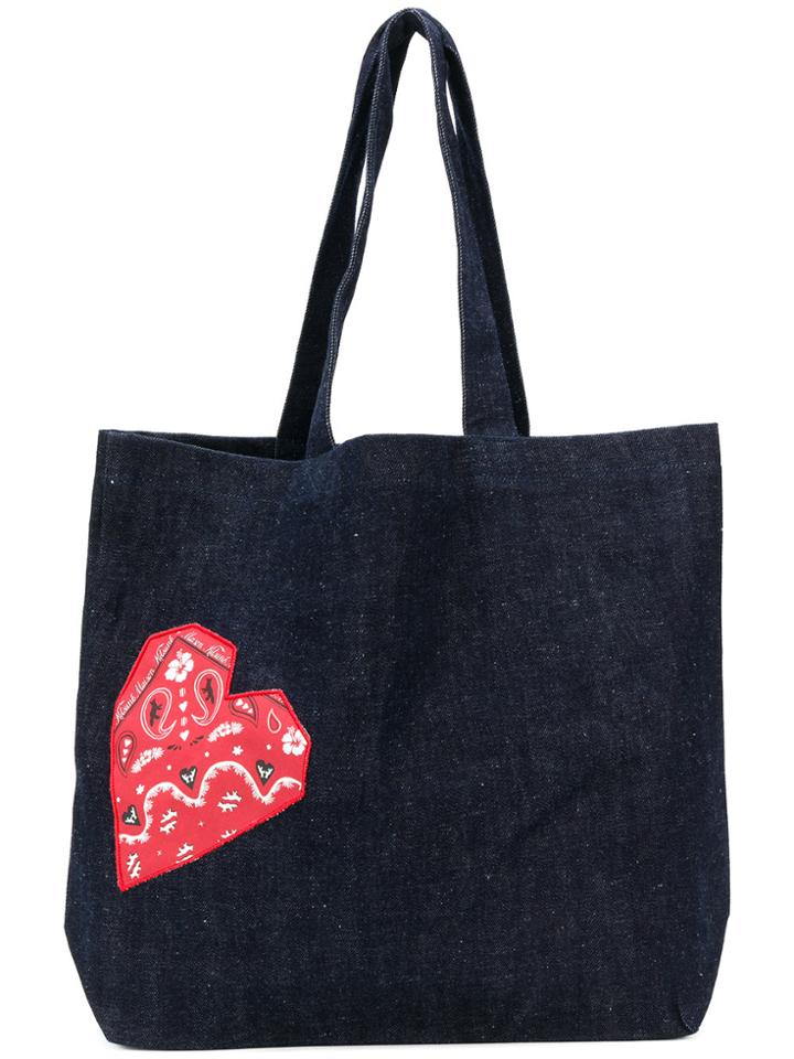 Maison Kitsuné Denim Heart Tote - Blue