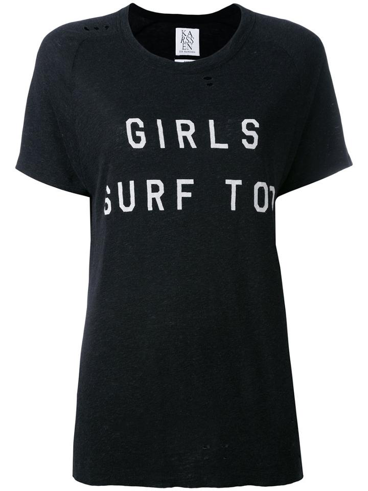 Zoe Karssen 'girls Surf' Print T-shirt, Women's, Size: Xs, Black, Linen/flax/viscose