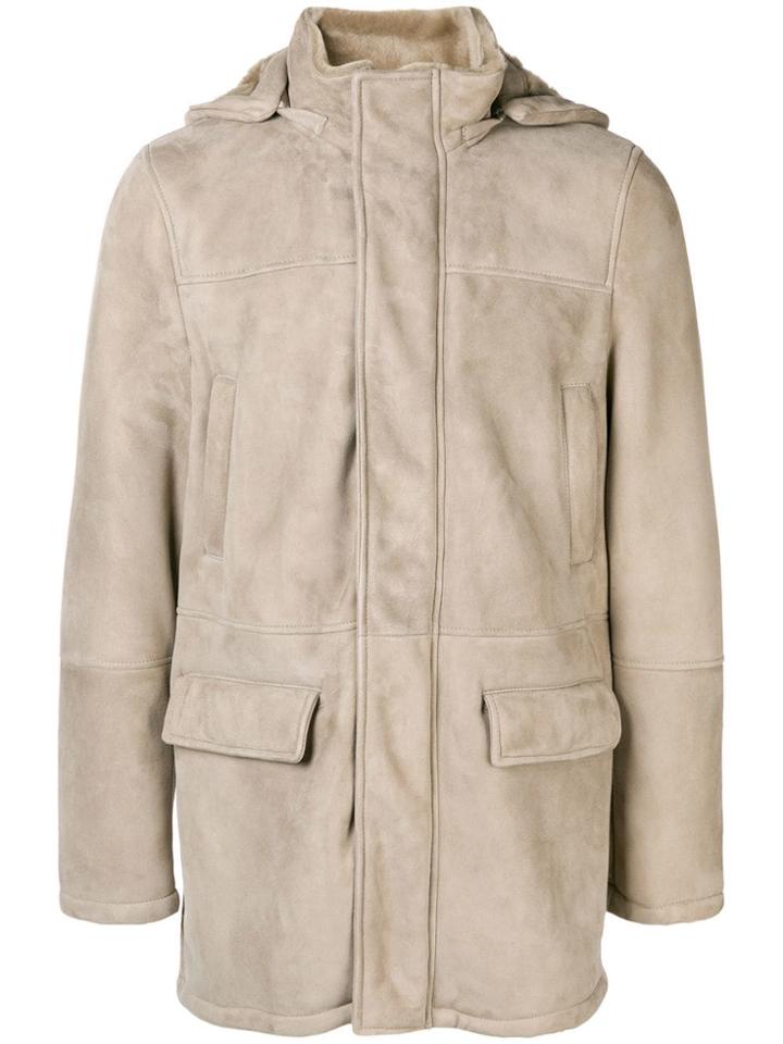Eleventy Hooded Zip Coat - Nude & Neutrals