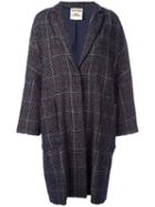 Semicouture Plaid Oversized Coat, Women's, Size: 42, Brown, Wool/cotton/polyamide/alpaca