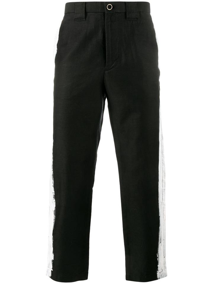 Maison Mihara Yasuhiro Paint Stripe Trousers, Men's, Size: 48, Black, Cotton/linen/flax
