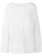 P.a.r.o.s.h. - Chunky Knit V-neck Jumper - Women - Linen/flax/polyamide - S, White, Linen/flax/polyamide