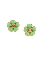 Chanel Vintage Flower Cc Earrings - Metallic