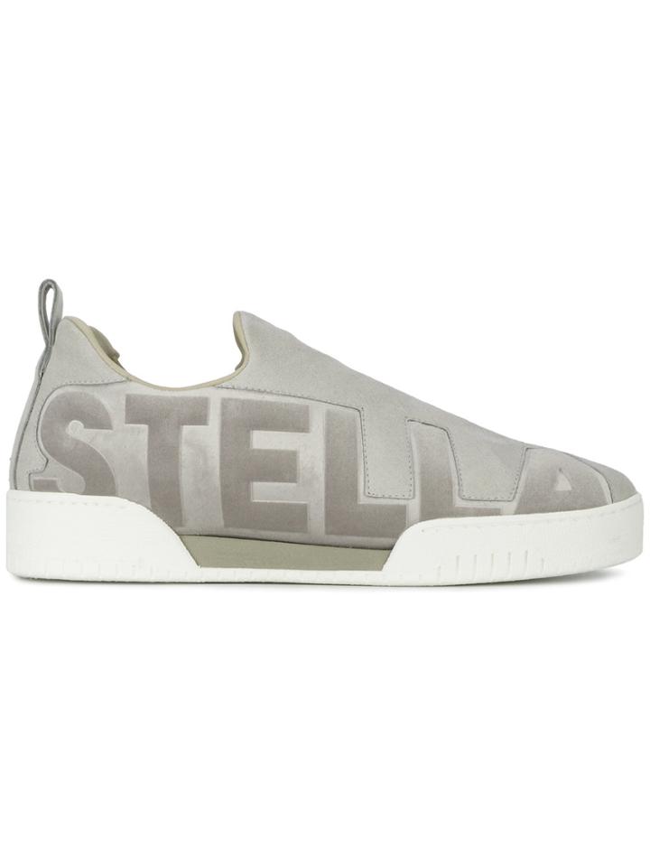 Stella Mccartney Logo Embossed Slip On Sneakers - Grey