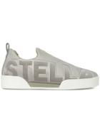Stella Mccartney Logo Embossed Slip On Sneakers - Grey