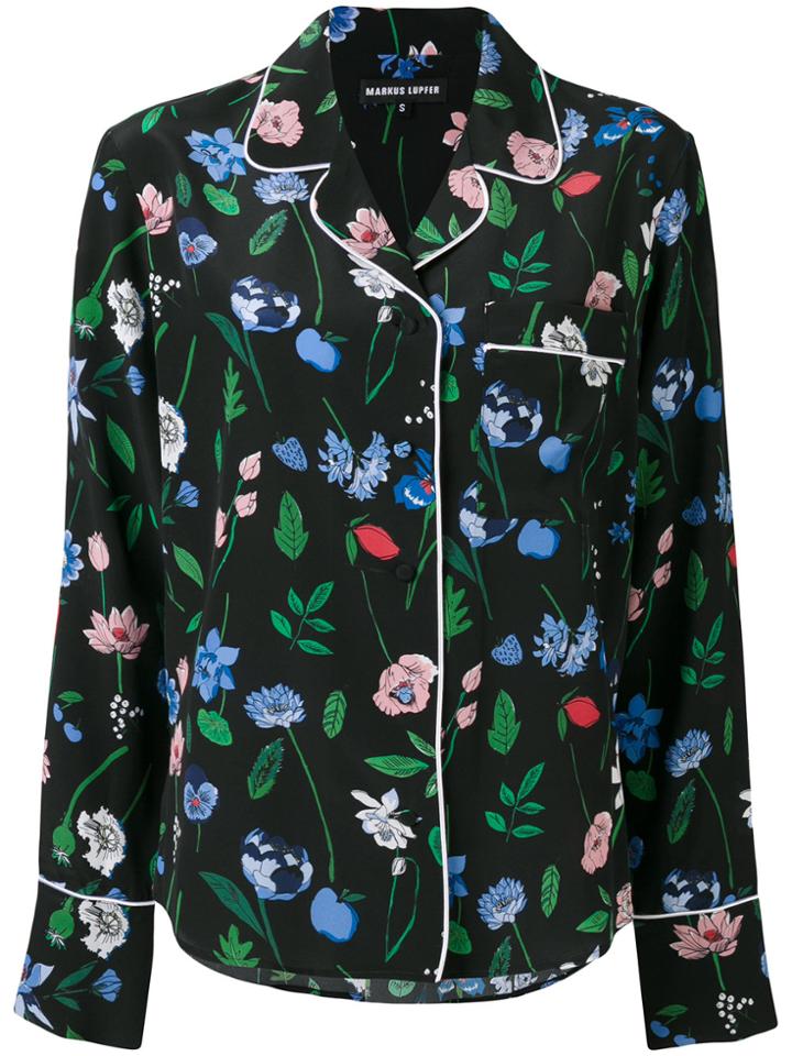 Markus Lupfer Floral Pyjama-style Top - Black