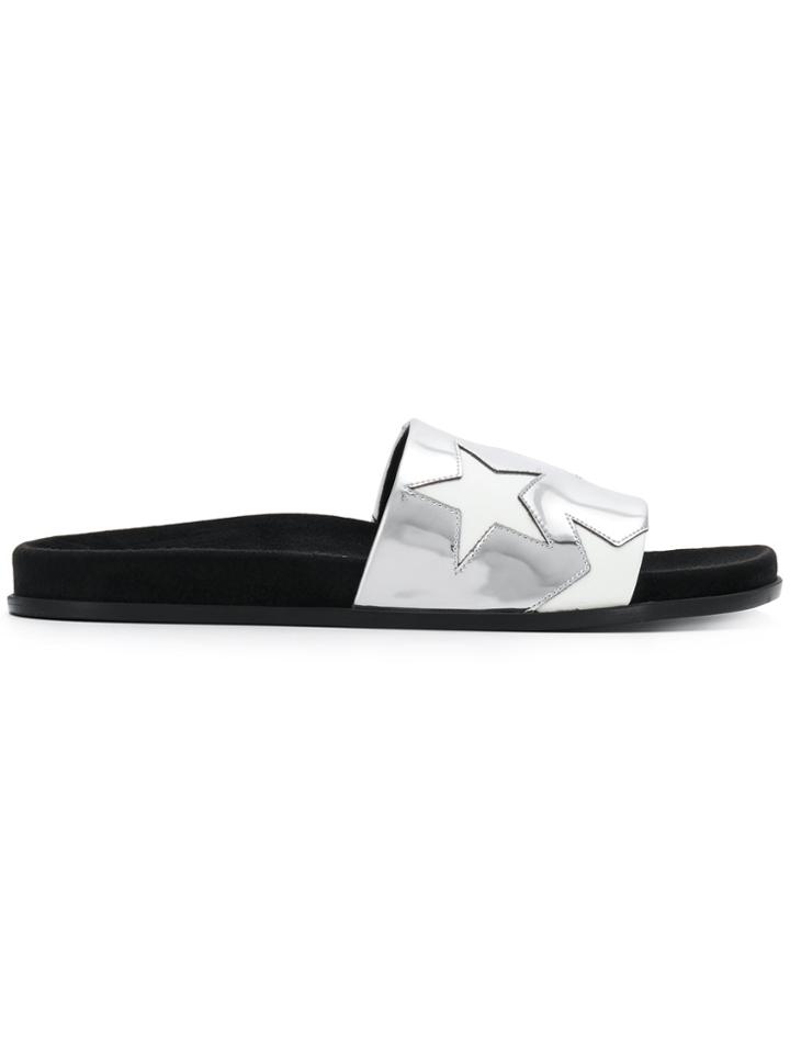 Stella Mccartney Star Embellished Slippers - Metallic