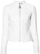 Philipp Plein Ribbed Jacket, Women's, Size: Medium, White, Acetate/polyester/lamb Skin