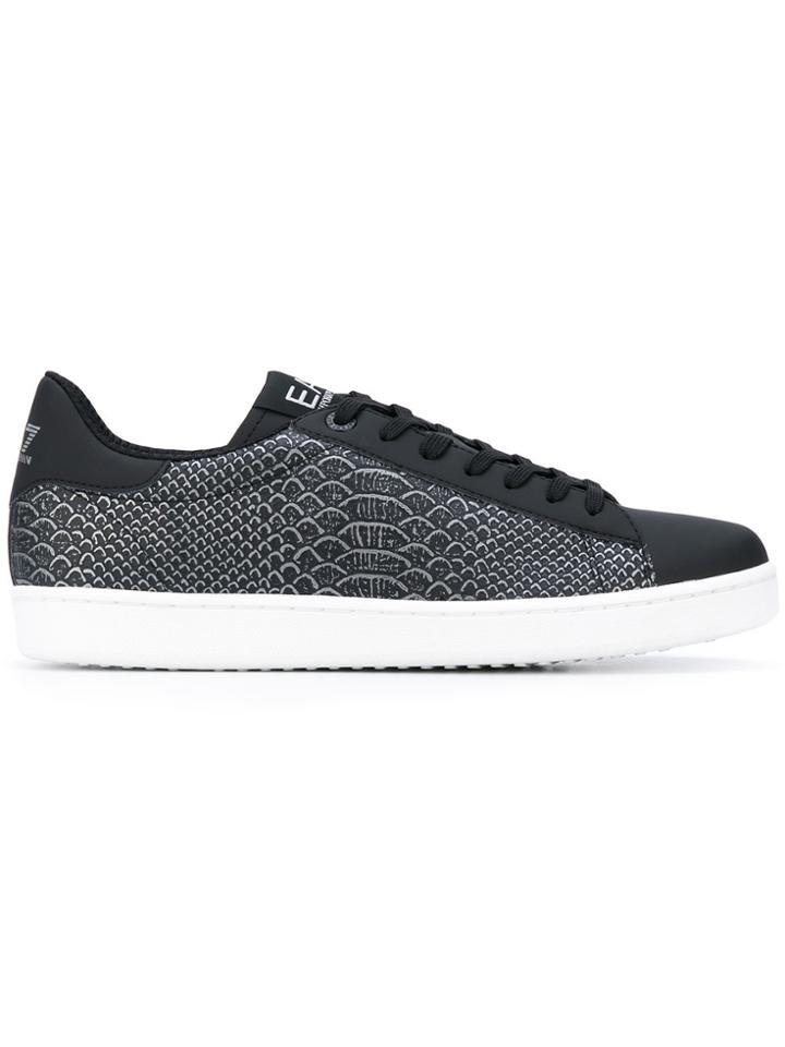 Ea7 Emporio Armani Snakeskin Print Sneakers - Black