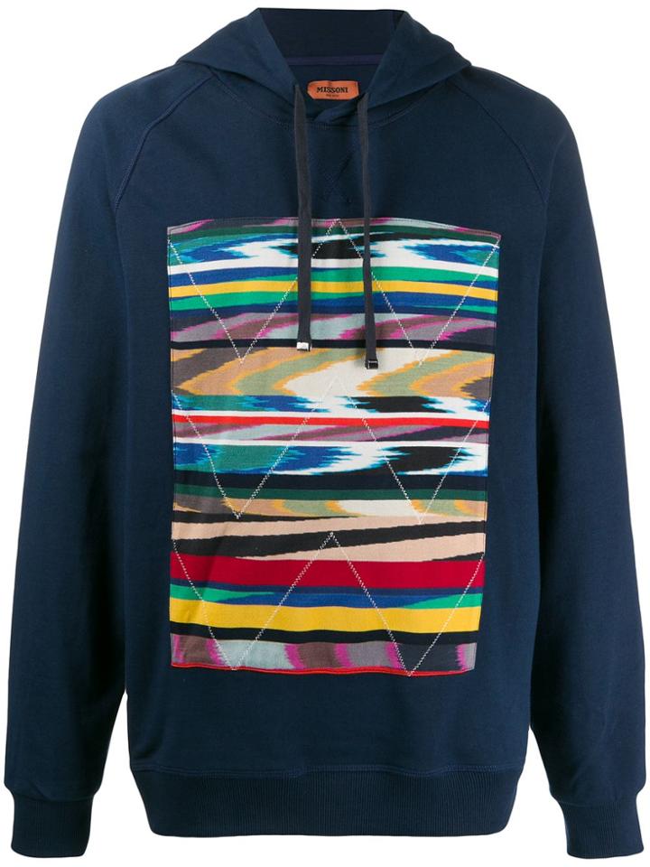 Missoni Graphic Print Fitted Hoodie - Blue