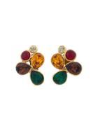 Chanel Vintage Stone Cluster Earrings - Metallic