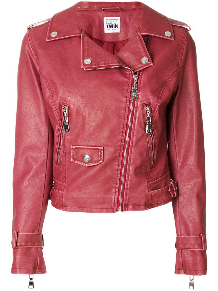 Twin-set Zip Up Biker Jacket - Red