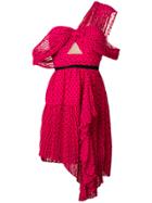 Self-portrait Polka Dot One Shoulder Dress - Pink & Purple