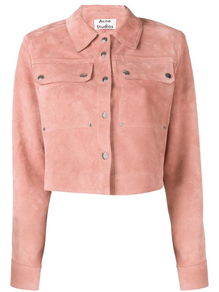 Acne Studios Cropped Suede Jacket - Pink