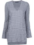 Jenni Kayne Gingham V-neck Blouse, Women's, Size: Xs, Black, Cotton