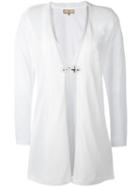 Fay - Long Buckle Fastening Cardigan - Women - Polyester/viscose - M, White, Polyester/viscose