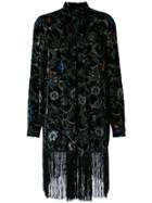 Anna Sui Robe With Fringed Hem - Black
