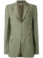 Stella Mccartney - Corset Waist Blazer - Women - Cotton/linen/flax/polyester/viscose - 42, Green, Cotton/linen/flax/polyester/viscose